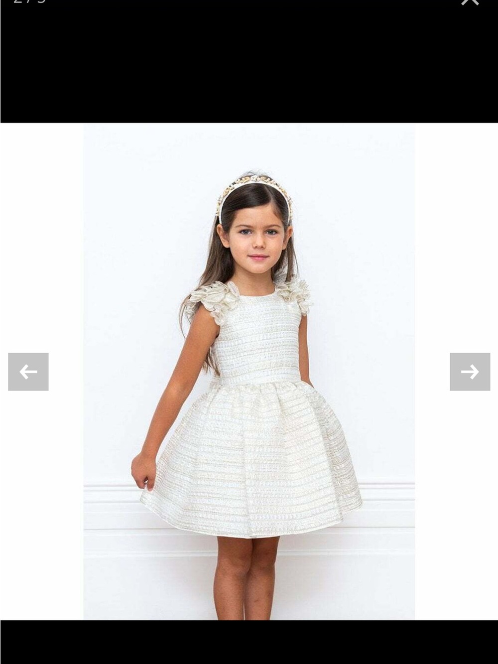 David Charles Girls' Ivory & Gold Special Occasion Dress